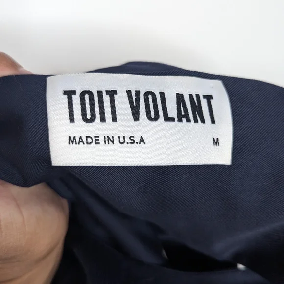Toit Volant Off The Shoulder Sleeveless Cotton Midi Dress Navy Blue Medium
